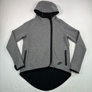 Nike Tech Fleece Hoodie Womens S Gray Asymmetrical‎ Zip High Low Athleisure